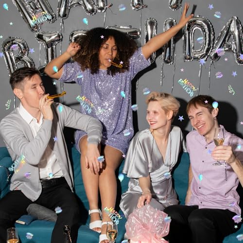 Larrel Happy Birthday Konfetti, Bunt Glitzernde Tischdeko 15g Geburtstag Tischdeko Geburtstagskonfetti Happy Birthday Streudeko für Jungen, Mädchen Schillernde Partydekorationen
