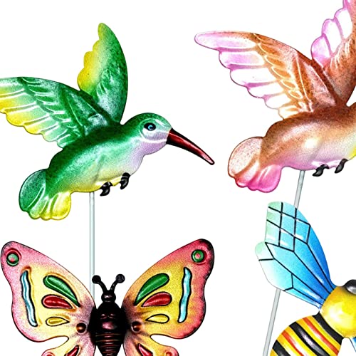 Décorations pour pots de fleurs : lot de 5 tuteurs papillon 38cm