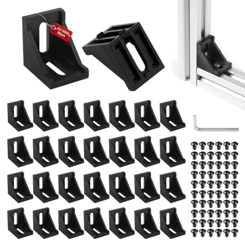 SUPAWAY 30 sztuk aluminiowych łączników kątowych 30 x 30, kątownik aluminiowy, łącznik narożny, uchwyt ścienny, 90 stopni, profil aluminiowy 3030, rowek 8 do profilu podpór, drukarki 3D, routera CNC