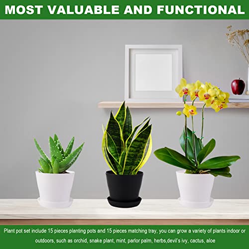 Happybase Nursery Pots, 24 Pack 4 Inch Plastic Plant Pot with Saucers - Image 2