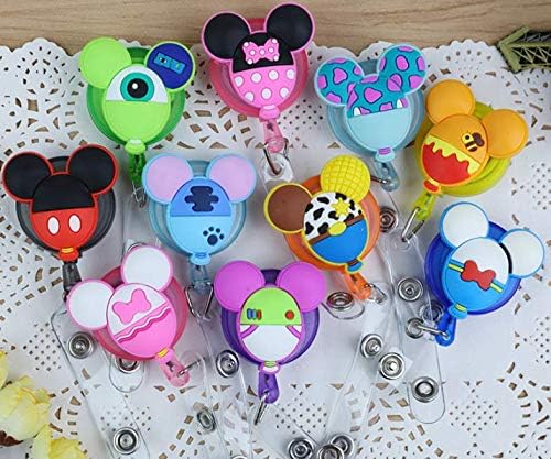 5 Pieces Random Pick Cartoon Retractable ID Badge Reel - Holder for ID and Name Tag with Belt Clip Great Gift Idea