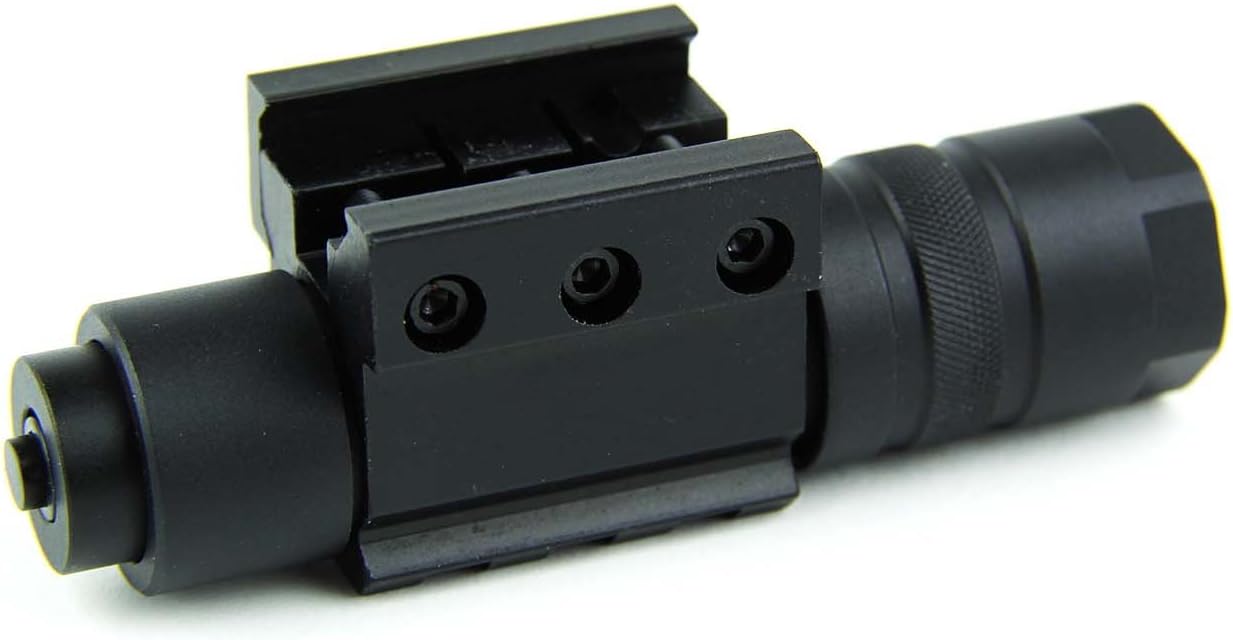 TacFire Cree LED T5 150 lm Tactical Flashlight with Remote Pressure Switch, Weaver Pica Tinny Rail Mount & Battery, Black