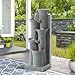 TOBYUL Outdoor/Indoor Water Fountain with LED Lights and Pump, 5-Tiers Cascading Bamboo Joint Design Bowls Garden Fountains Waterfall, Freestanding Resin Fountain for Patio, Garden, Porch (Light Gray)
