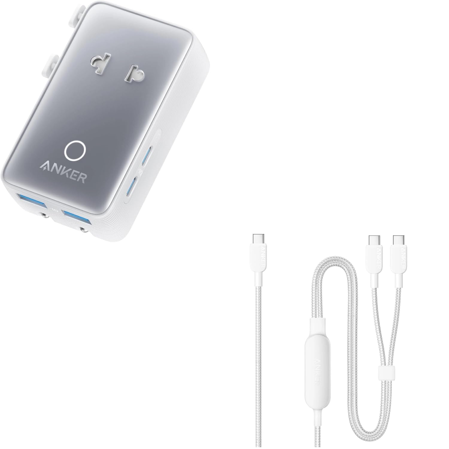 Anker USB C Kabel,140W Max 2-in-1[1,8m]+Anker Nano Reiseadapter Weltweit