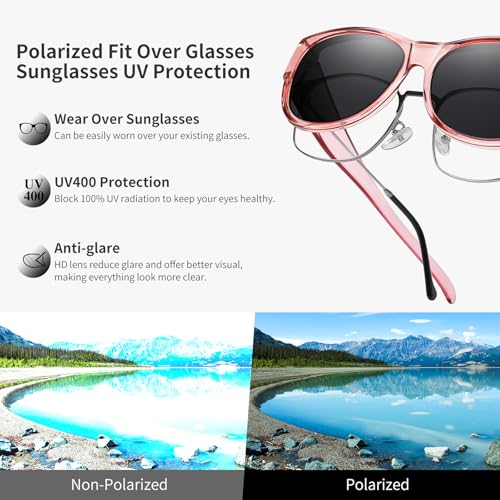Image of GEGURI Polarized Sunglasses Fit Over Glasses for Men Women, Oversized Square Sun Glasses UV400 Protection Shades