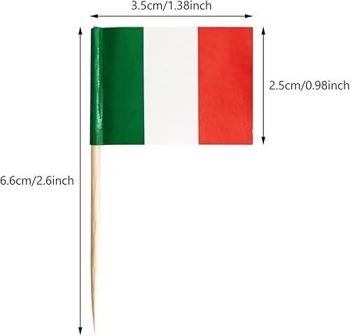 Miniatura 2 de Paquete de 100 banderas italianas con palillos de dientes, palillos de cóctel, mini palitos para cupcakes, decoración de fiesta, celebración,