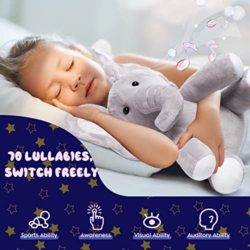 NUKied Baby Sleep Soother, Portable Soothing Sound Machine, White Noise Machine & Night Light Projector with Lullabies and Sounds, Plush Elephant Toy with Music for Boys Girls Toddlers Newborns - Image 2