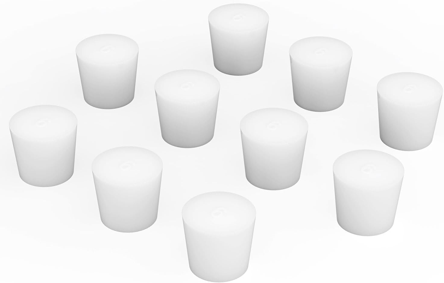 BorinGlass Silicone Rubber Stopper, (10-Pack, Size 1#) Tapered White Silicone Stoppers for Laboratory Sealing