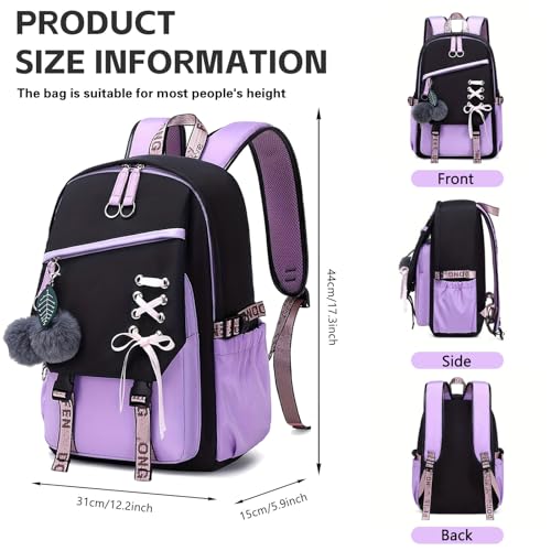 School Bags For Girls.Laptop School Bag Kids Kindergarten Elementary College Backpacks Large Bookbags for Teen Girls Women Students Casual Travel Daypacks lunch bag Combination lock4
