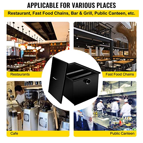 Vevor 8 Lb Commercial, Carbon Steel 4 Gpm, Interceptor Side Water Inlet, Under Sink Grease Trap For Restaurant Canteen Factory Home Kitchen, Black #TOP5