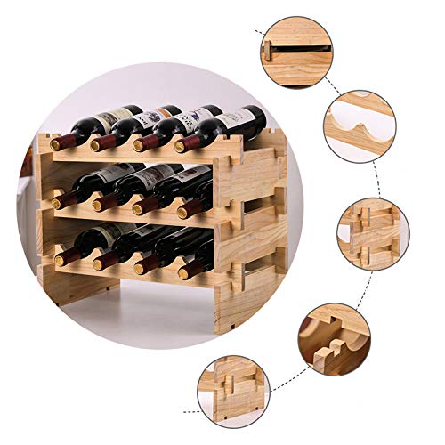 Soporte para botellas 12 unidades 3 niveles de madera miniatura 2