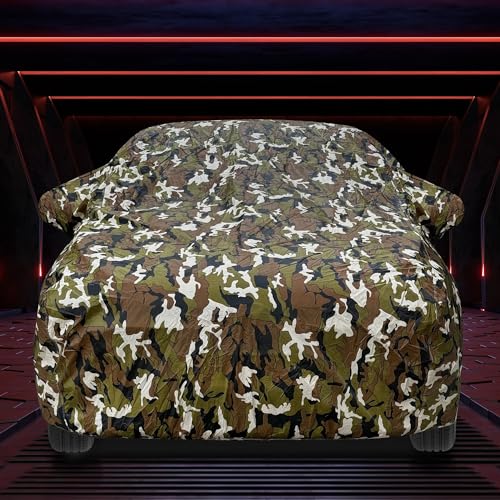 Image of Auto Hub Waterproof Car Cover Compatible with Eeco with Mirror Pockets, Soft Cotton Lining, Eeco Car Cover Waterproof, Army