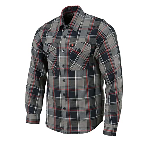 Milwaukee Leather MNG11658 Men's Black and Grey with Red Long Sleeve Cotton Flannel Shirt3