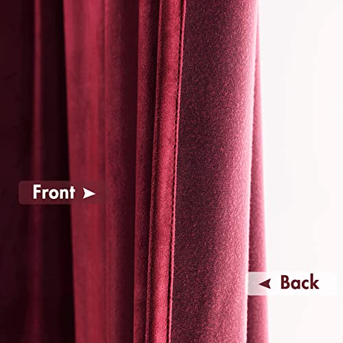 Image of MIULEE Burgundy Red Blackout Velvet Curtains Drapes 84 Inch Long 52 inchx84 inch | Luxurious Bedroom Living Room Decor, Room Darkening, Thermal Insulated, Rod Pocket Design, Super Soft Fabric