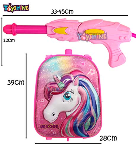 Image of Toyshine Holi Water Toy Gun with Pressure Mechanism for Long Throw, Back Holding Tank, Back Holding Tank, 5.0 L, Unicorn Pink