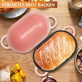 NSIRONS Żeliwna forma do pieczenia chleba z pokrywką, 23 cm, żeliwny garnek emaliowany, pieczenie chleba, garnek z pokrywką 2,75 L, idealny garnek do chleba, garnek do pieczenia chleba, nadający się