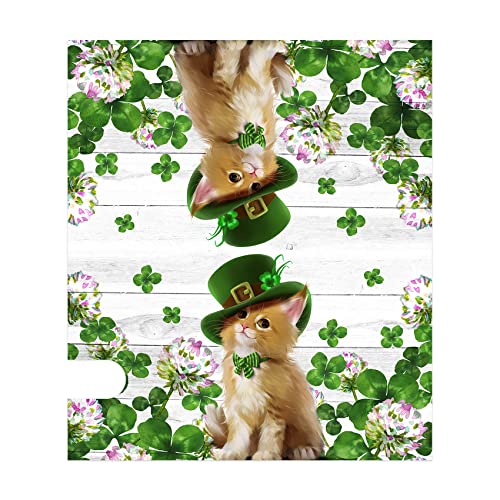 Image of Texupday Cute Cat Kitten Clover Floral Decoration St.Patrick's Day Mailbox Cover with Magnetic Strip Holiday Mailbox Wraps Post Letter Box Cover Standard Size 21 inch X 18 inch for Garden Outdoor Yard Decor