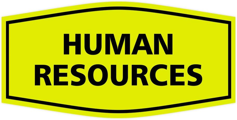 Signs ByLITA Fancy Human Resources Sign with Adhesive Tape, Mounts On Any Surface, Weather Resistant, Indoor/Outdoor Use (Yellow/Black) - Small