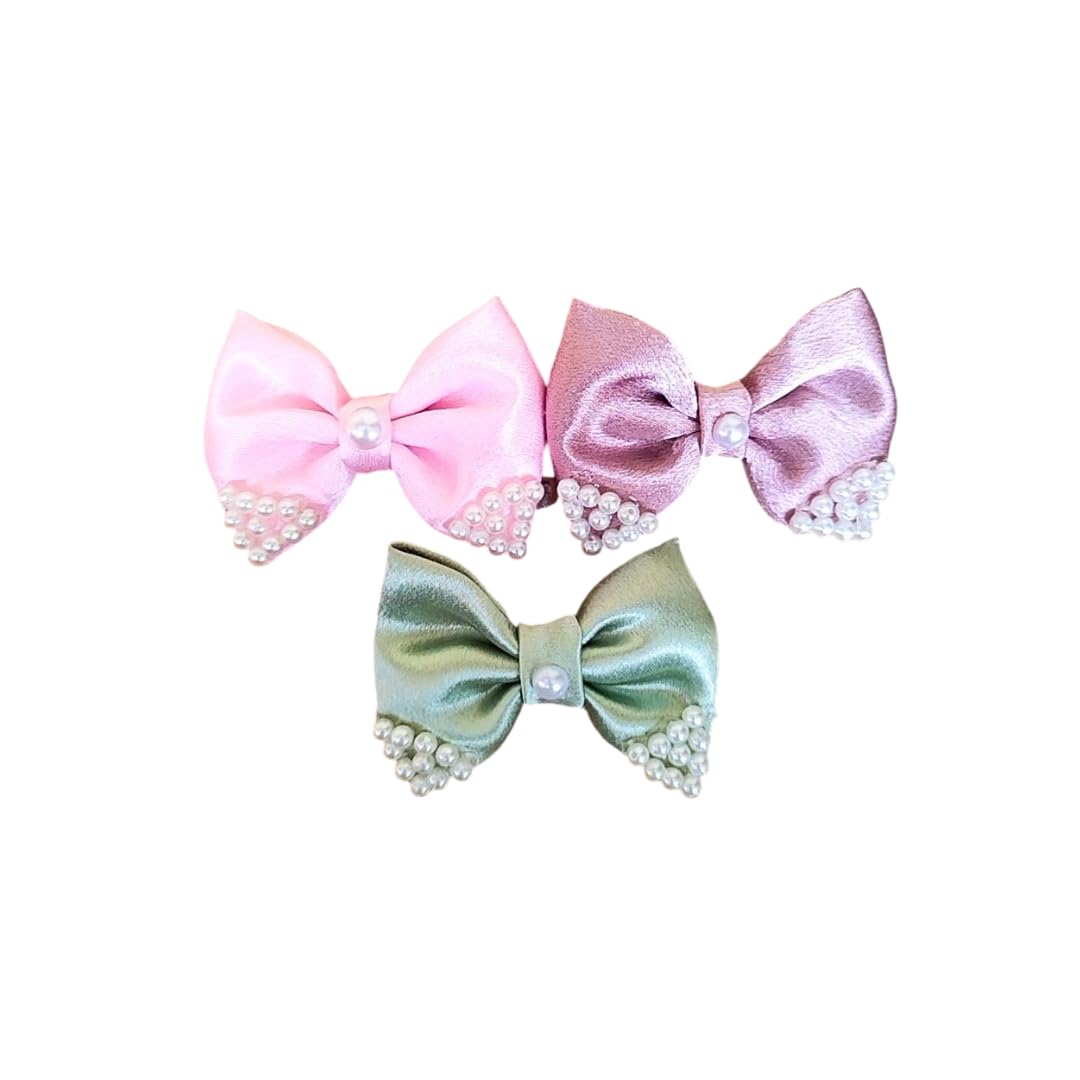 Rika Gift Hair Bow For Women | Satin Hair Barrette Clip For Girls | Fairy Tail Hair Bow Clip| Elegant Bow Barrettes for Hair Accessories | Hair Clip For Women | Best Gift For Ladies Teens Babies Girls Womens (Blush Pink - Rosy Brown - Olive Green) (B0DHPFF1JJ) Amazon Price History, Amazon Price Tracker