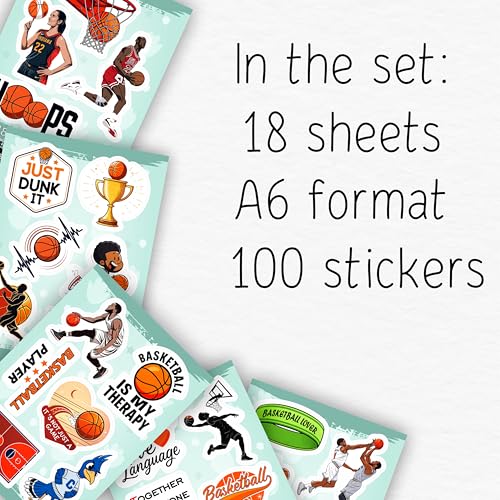 100Pcs Basketball Stickers for Water Bottle, Laptop - Basketball, Party Supplies & Decorations, Gifts for Men & Women by BulbaCraft - Used condition - Image 2