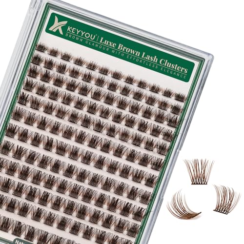 Image of KEYYOU Brown Lash Clusters Soft Wispy D Curl Individual Lashes 8-18mm MIX