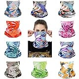 Cutewing Neck Gaiter Masks Tube Scarf,10PCS Seamless Face Covering Tube Bandanas,Leaf Printed Ourdoor Face Mask Multi Headwear Magic Headband UV Headwrap Balaclavas for Sports Workout Fitness