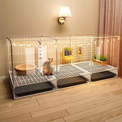 Indoor Rabbit Cage with Clear Acrylic Panel Door, Portable Metal Wire Playpen for Small Animals, Ideal for Pets Living Spaces