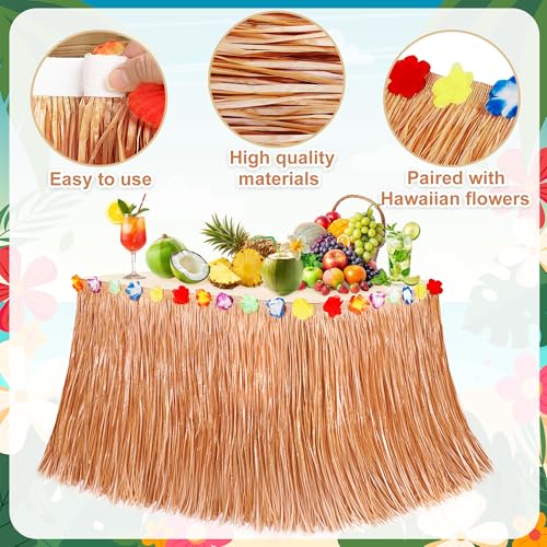 image for Huskein Hawaiian Themed Party Decorations, 2PCS Yellow Luau Party Tabl