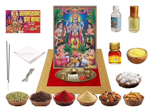 Kit Satyanarayan Pooja Samagri avec Accessoires Complet Évite les Oublis