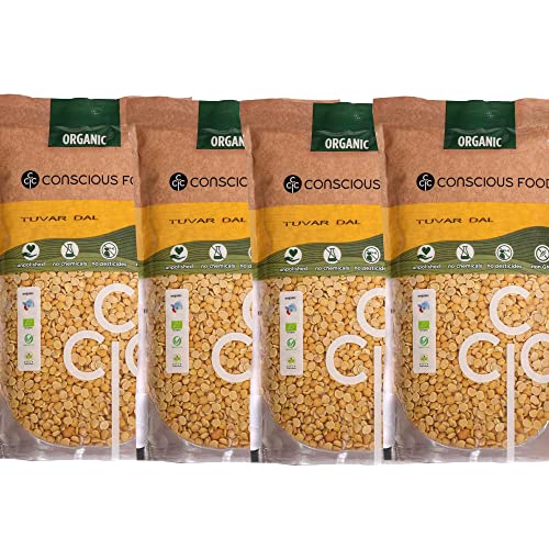 Image of Conscious Food Organic Pigeon Pea | Value Pack | Tuvar Dal - 2kg, Pack of 2 (500g x 4)
