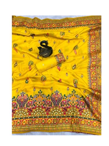 Image of SWORNOF Women's kanjivaram banarasi silk saree for Patola festival Wedding silk with rich pallu Design sarees for women with blouse piece