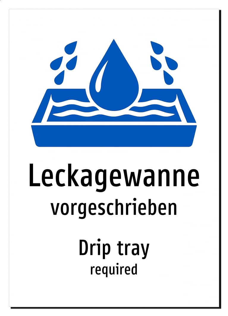 60357-DEEN-S-08 | Leckagewanne Schild/Aufkleber – Deutsch Englisch