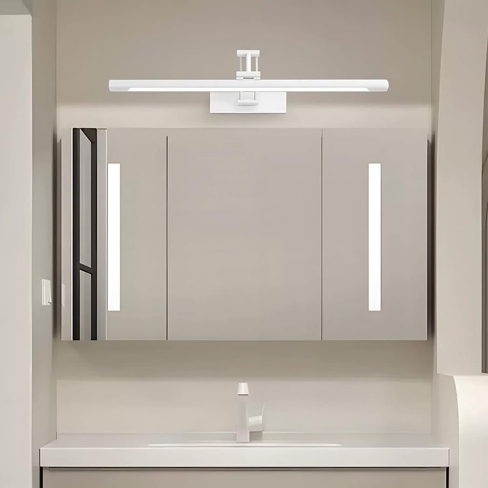 Mengjay LED Lampada Specchio Bagno,Lampada Da Parete Rotante Per Bagno 3000K/4000K/6000K,Applique da Parete Interno Moderno In Metallo per Camera da Letto Soggiorno Corridoio (Bianco, 60cm)