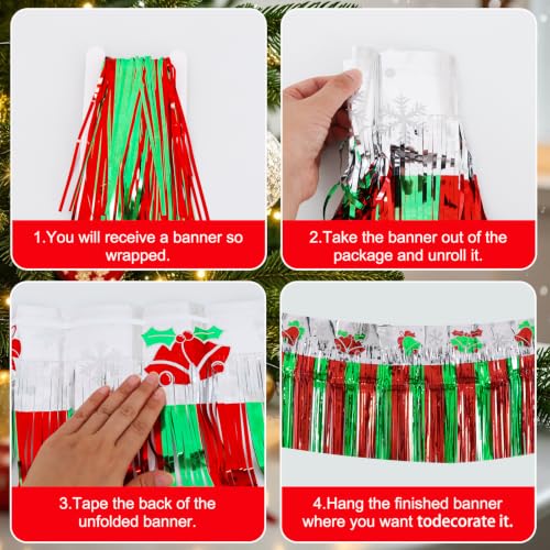 Image of BEISHIDA 3 Pack Bell Foil Fringe Garland 30ft Wall Tinsel Banner