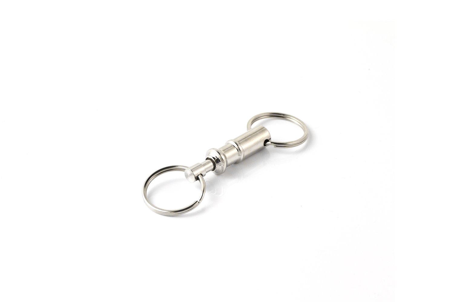 KEY-BAK Quick Release Side Slide, Pull Apart Key Chain Accessory with 2 Split Rings, Chrome Cylinder, 0301-121