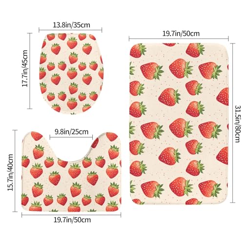 Tapis de salle de bain ultra absorbant lavable style fraise - 3