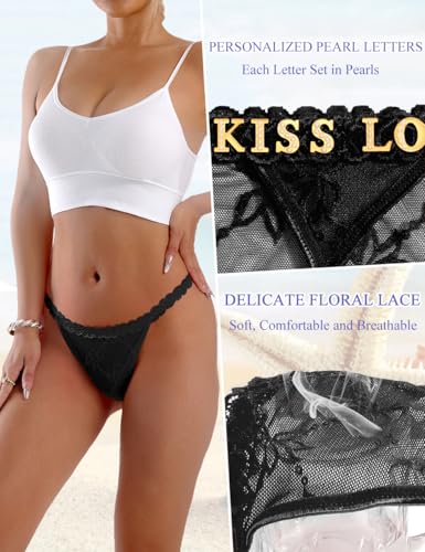 Image of Sexy Underwear for Women Lace Panties Sexy Thong with Funny Rhinestone Letters for Couple Gifts