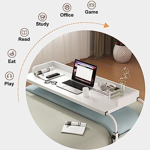 Table de lit King-Size blanche à roulettes pour ordinateur portable