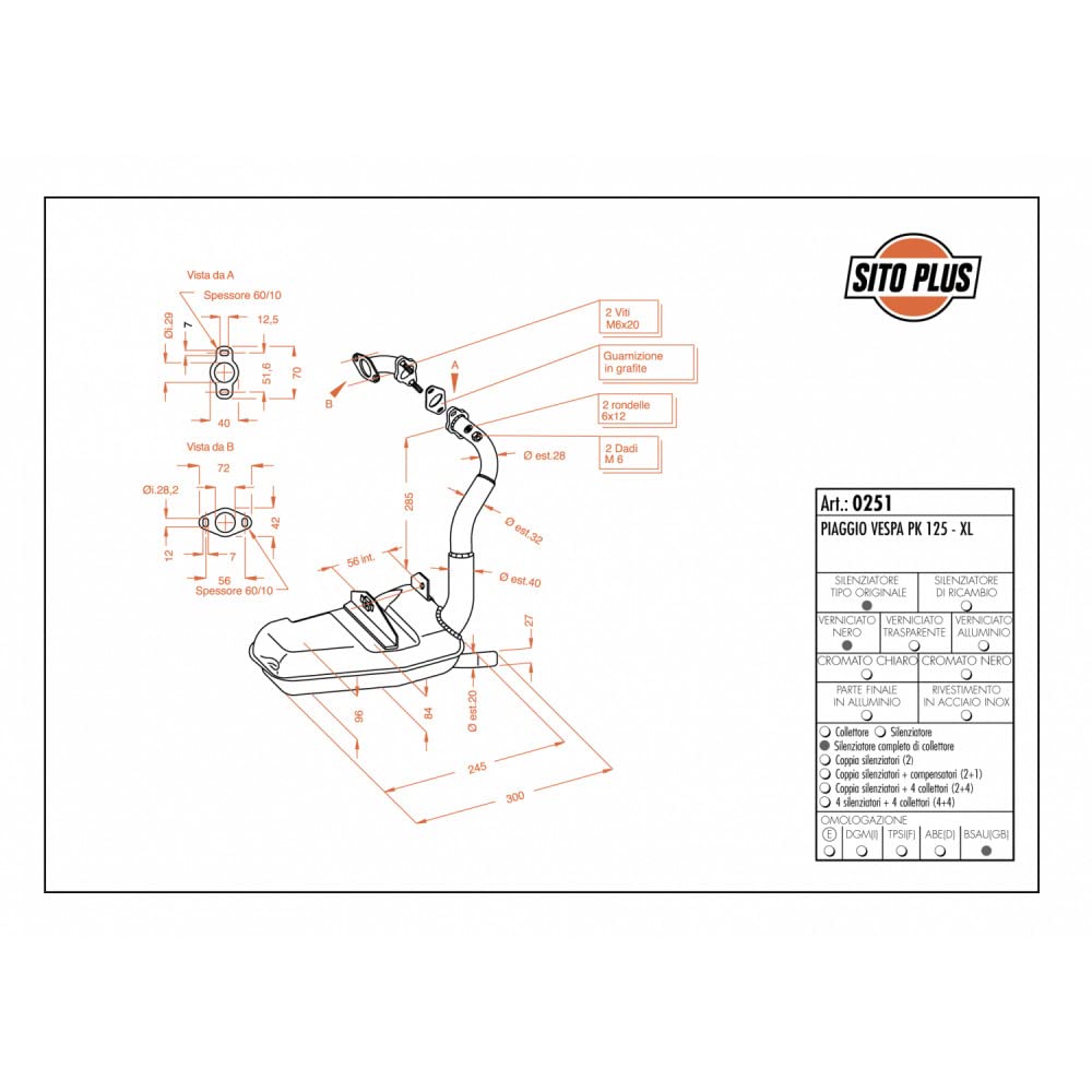Silencioso Leovince Sitoplus Vespa PK 125 - XL 125