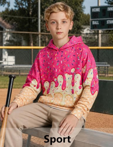 Move Dance Boys Baseball Hoodies Ice Cream Size 9-10 Pullover Sweatshirts - image 5