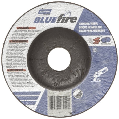 Norton Blue Fire Plus Depressed Center Abrasive Wheel, Type 27, Zirconia Alumina and Aluminum Oxide, 7/8