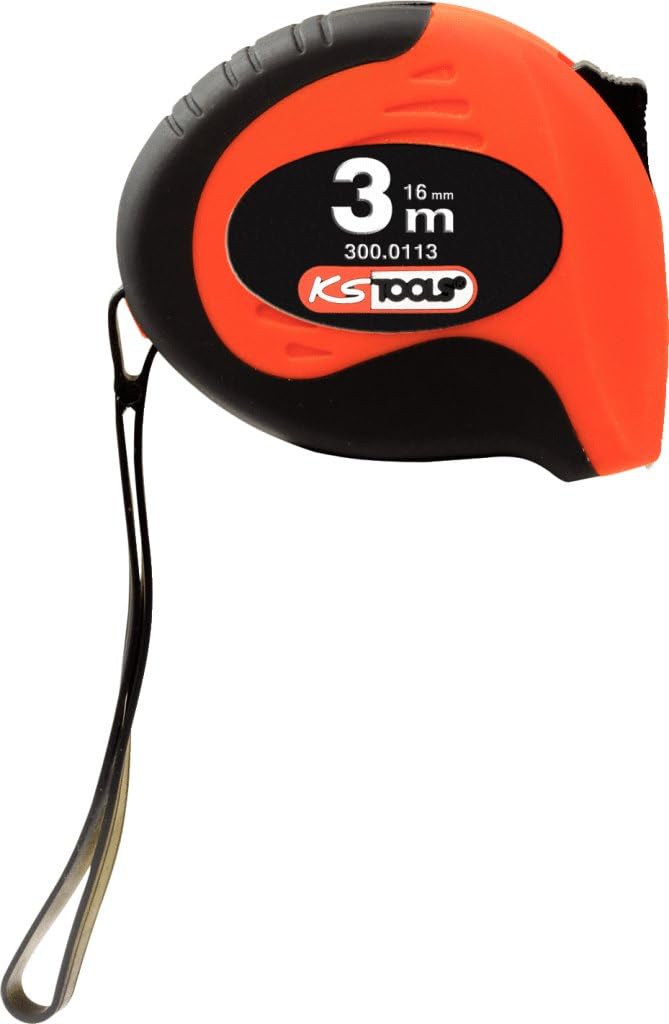 KS TOOLS Tape Measure with Locking Device and Belt Clip, Black red, 3m