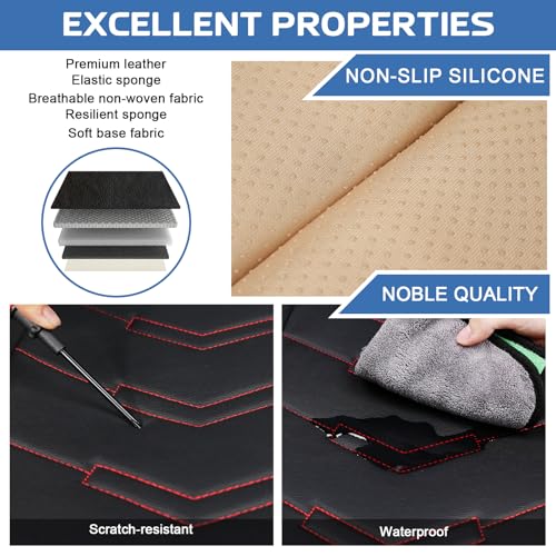 Image of Car Seat Covers 8 Seats for KIA Telluride 2020-2027, Customized Waterproof Nappa Leather Seat Protectors, Breathable Automobile Seat Covers Full Set(8 Seats Standard /Black Red)