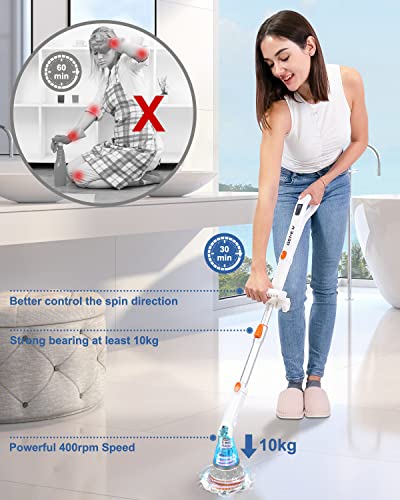 Electric Spin Scrubber, Genew Electric Bathroom Scrubber Show Scrubber For Cleaning With 6 Replaceable Brush Heads & Adjustable Extension Arm Electric Cleaning Brushes For Bathroom, Tub, Tile, Floor… #TOP1