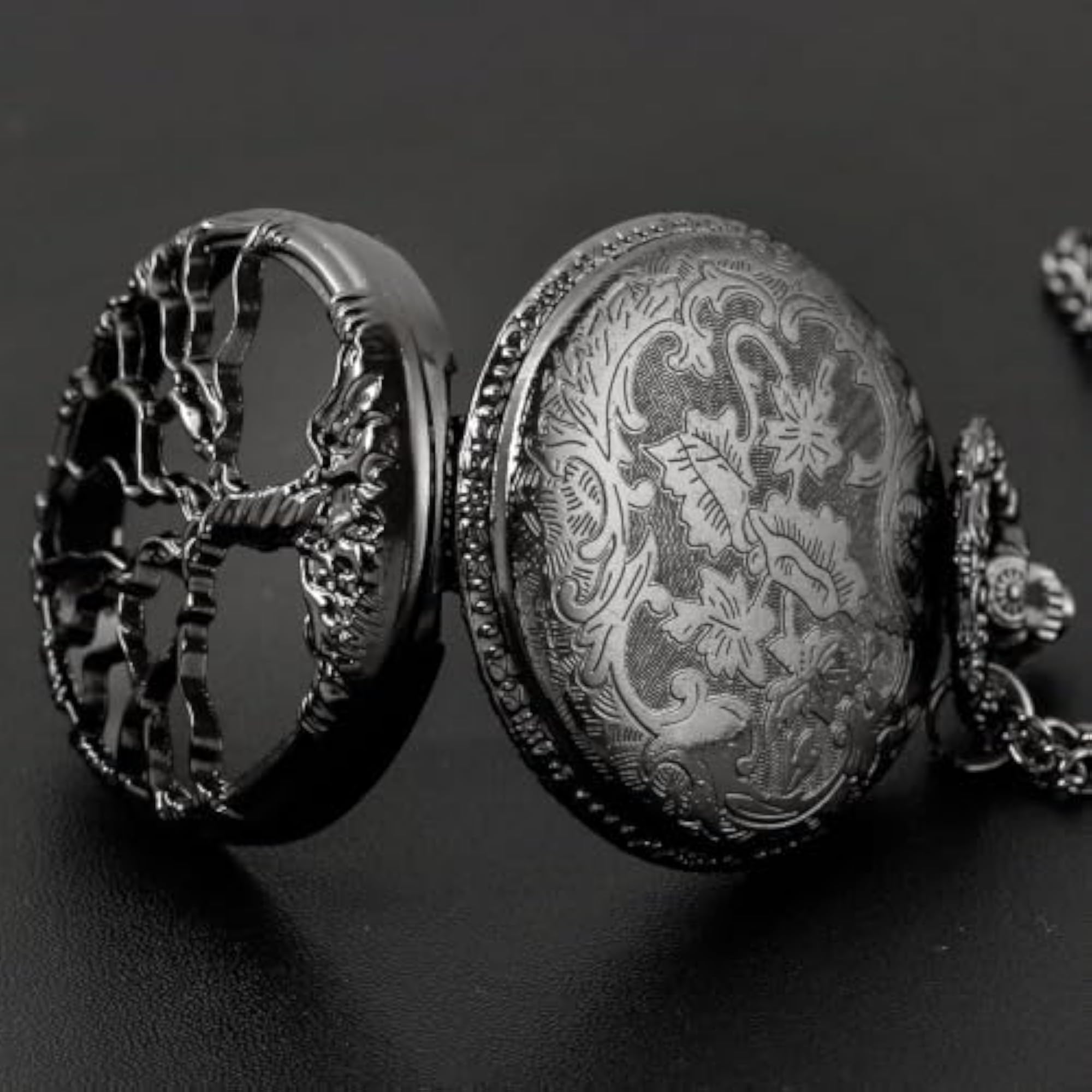 Pocket Watch with Hollow Tree Design, Quartz