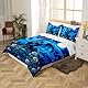 Homewish Western Fantasy Dragon 135x200 Bettwäsche Set,Rose Floral Galaxy Bettbezug für Kinder Mädchen Jungen,Mond und Sterne Blumenbett Set,Cartoon Dragon Bettbezug (Kein Tröster)