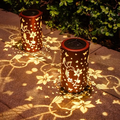 Hummingbird Solar Lanterns Birthday Christmas Gifts for Women Mom Grandma,Outdoor Waterproof Garden Decor,Metal Hanging LED Decorative Light for Patio Yard Lawn Backyard Front Porch by GOUPCA - Image 3