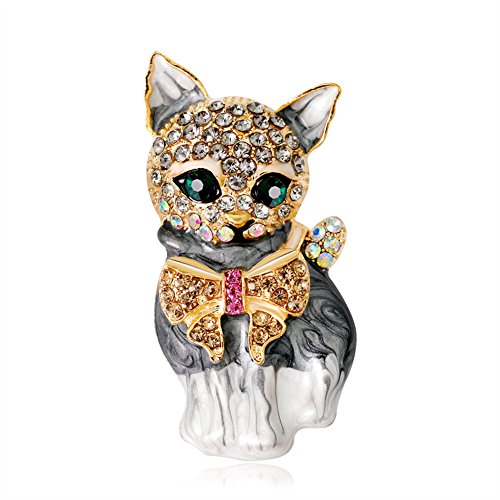 Wicemoon 1pcs Rhinestone Gato Broche Pequeño Animal