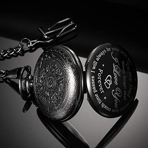 Dad Gift From Daughter To Father Engraved Pocket Watch - No Matter How Much Time Passes, I Will Always Be Your Little Girl (Black) #TOP4