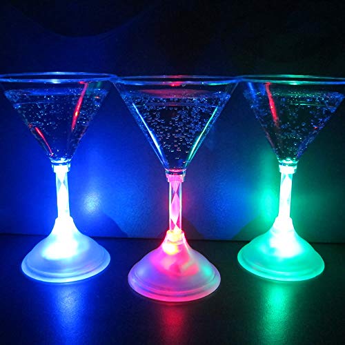 Gp Glowproducts.com Light Up Martini Glasses (Set Of 6) - 7 Oz Led Glowing Martini Glasses With 8 Color Modes #TOP2